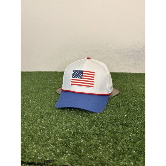 Alter Ego Running hat cap snap back white blue coaster USA breathable mesh 4 - Picture 3 of 7